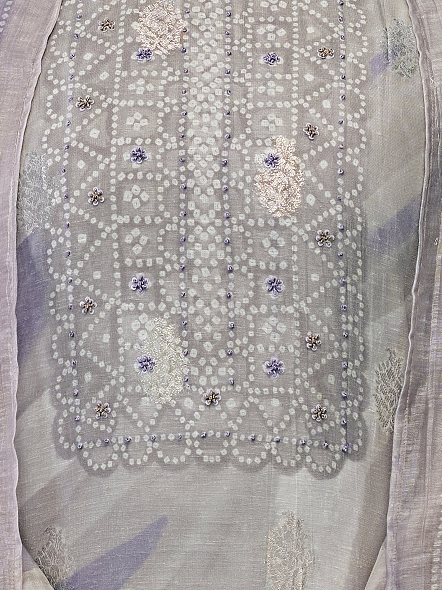 SAMREEN PURPLE Pure Linen Jaquard Suit Set with Stunning Fancy Handwork