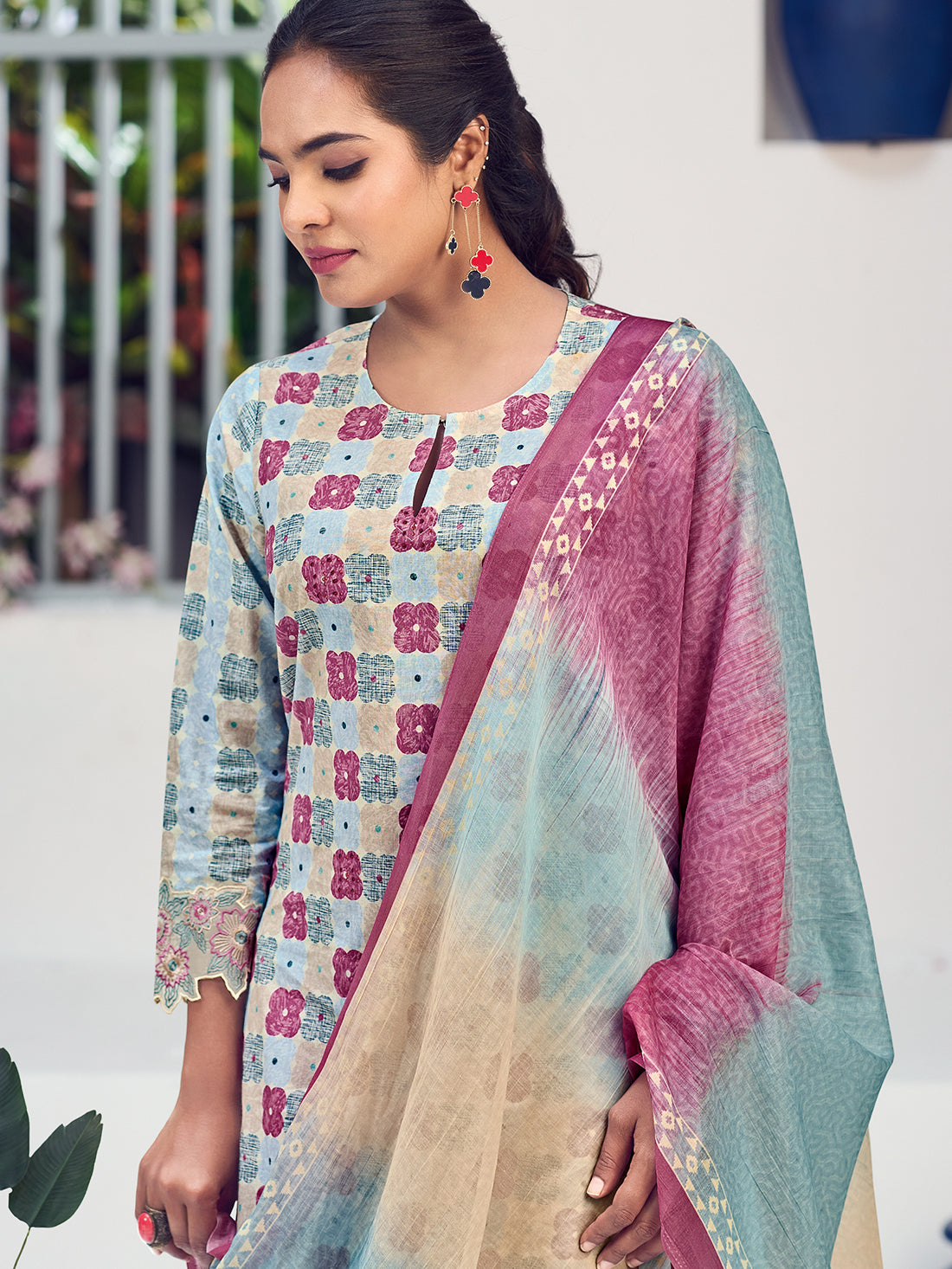FIONA Pink Pure Cotton Lawn Unstitched Set With Hand work