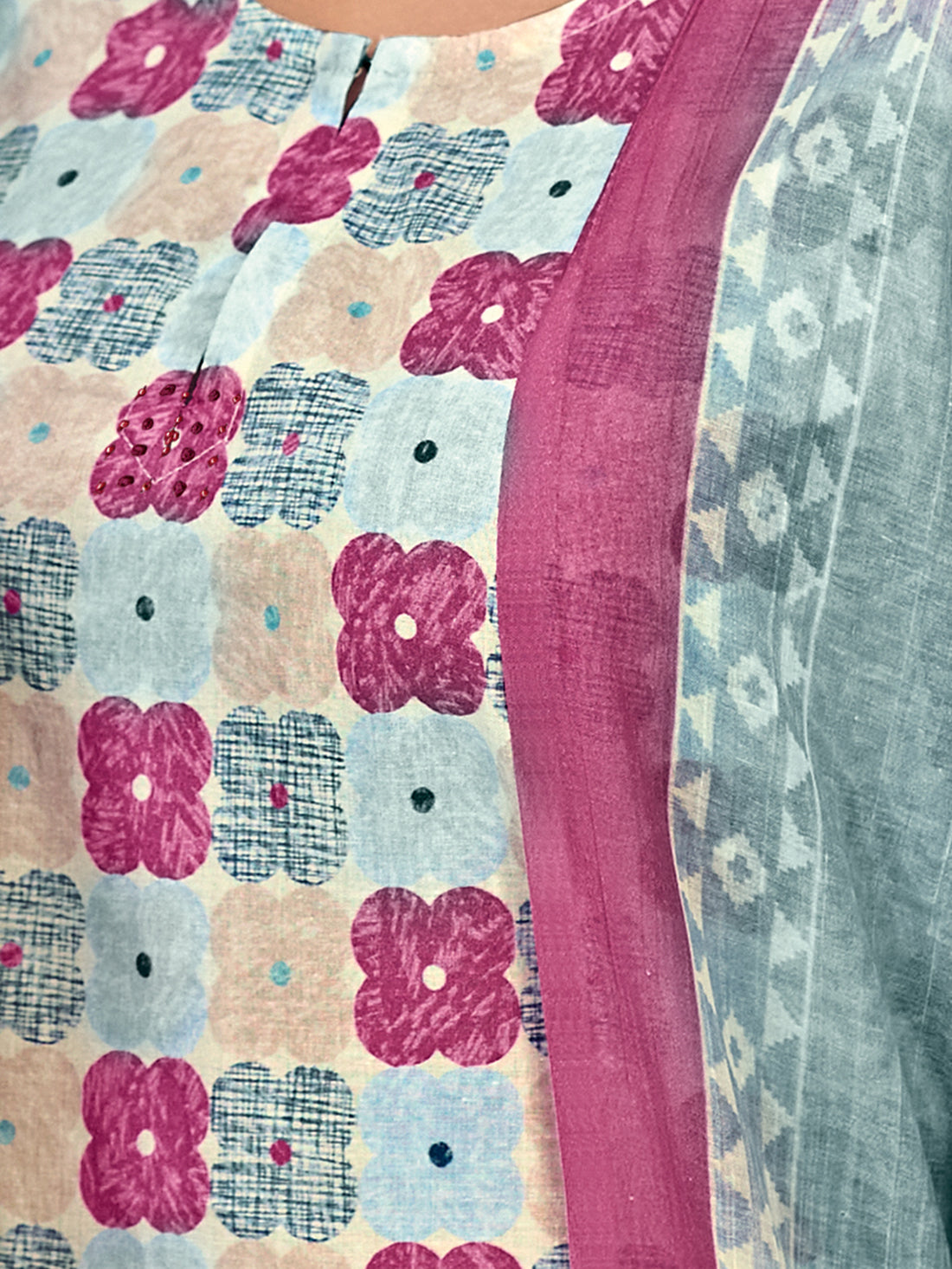 FIONA Pink Pure Cotton Lawn Unstitched Set With Hand work