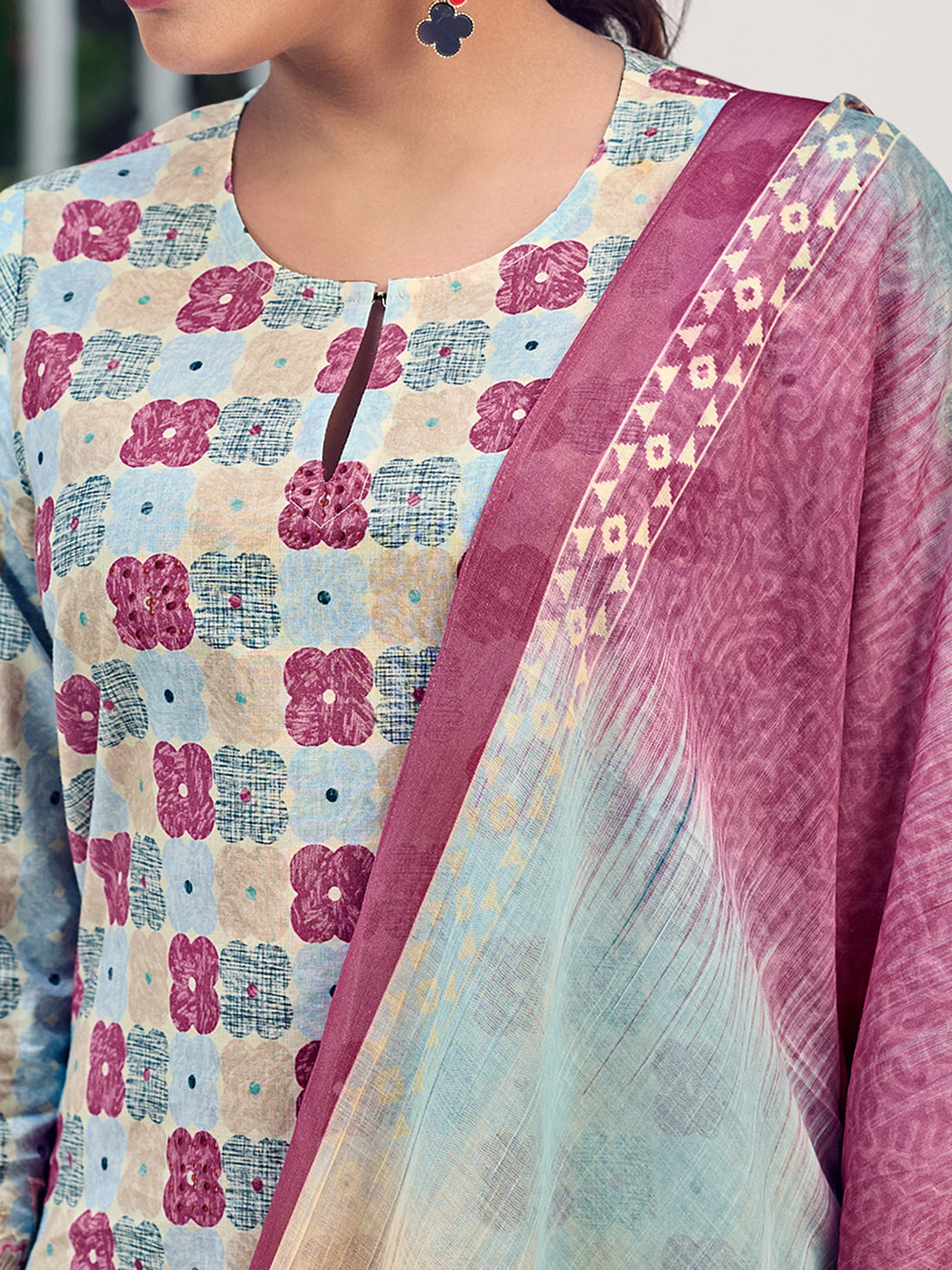 FIONA Pink Pure Cotton Lawn Unstitched Set With Hand work