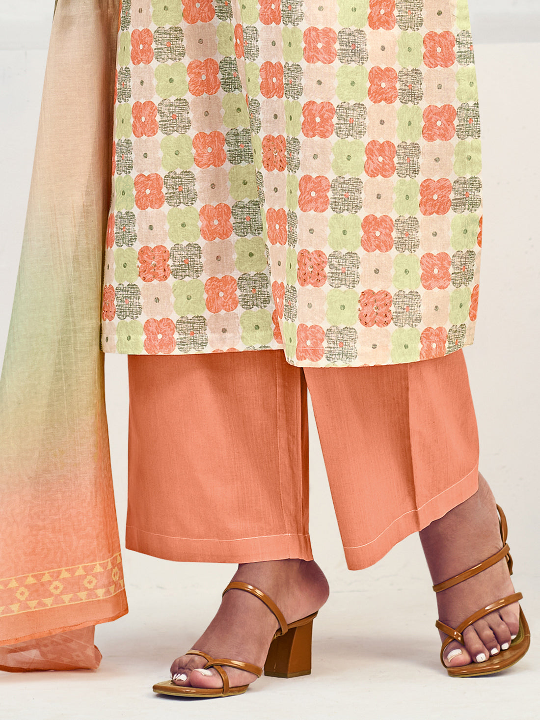 FIONA ORANGE Pure Cotton Lawn Unstitched Set With Hand work