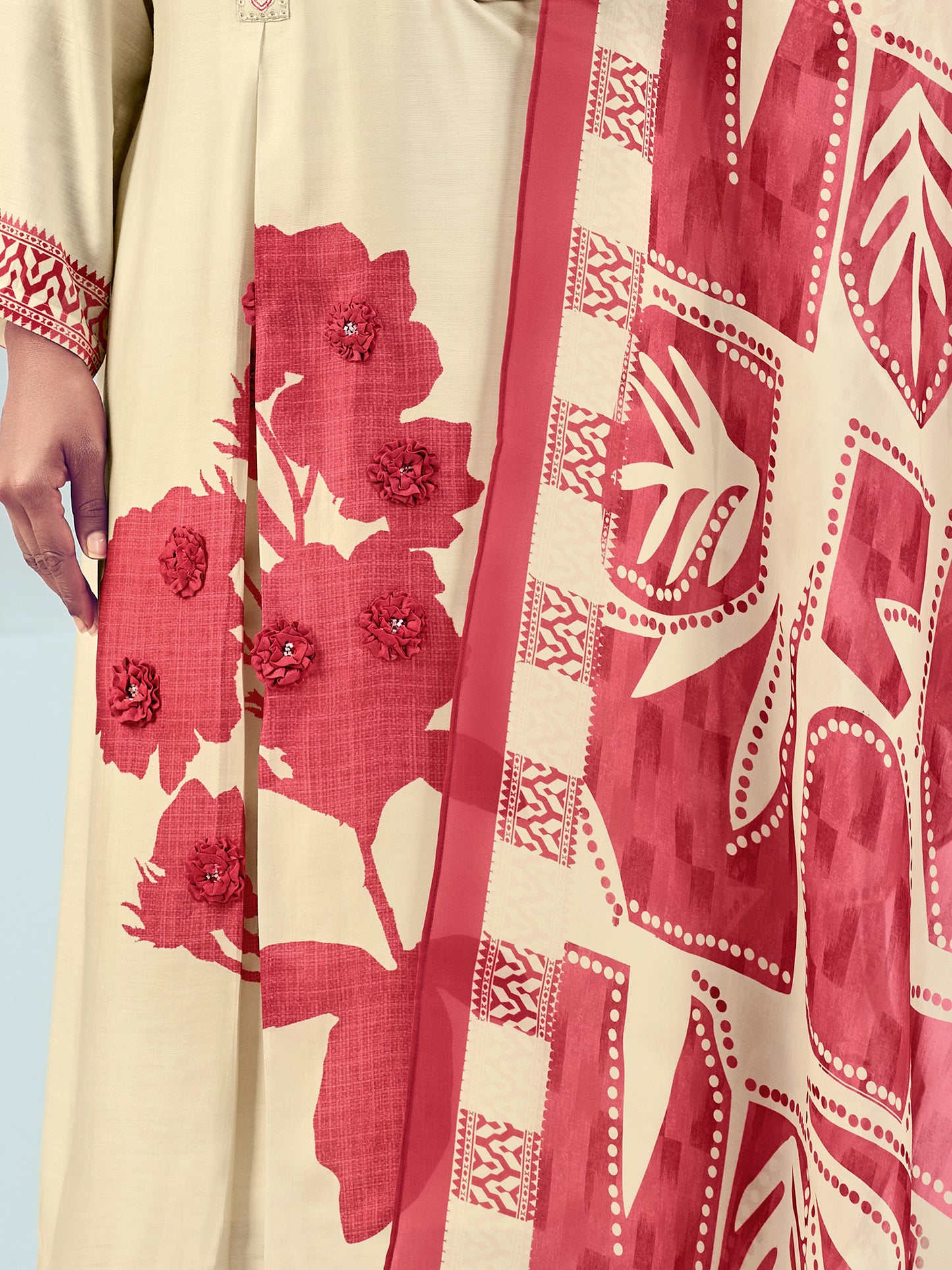 SEJAL CHIKU Pure Muslin Suit Set with Exquisite Handwork & Embroidery