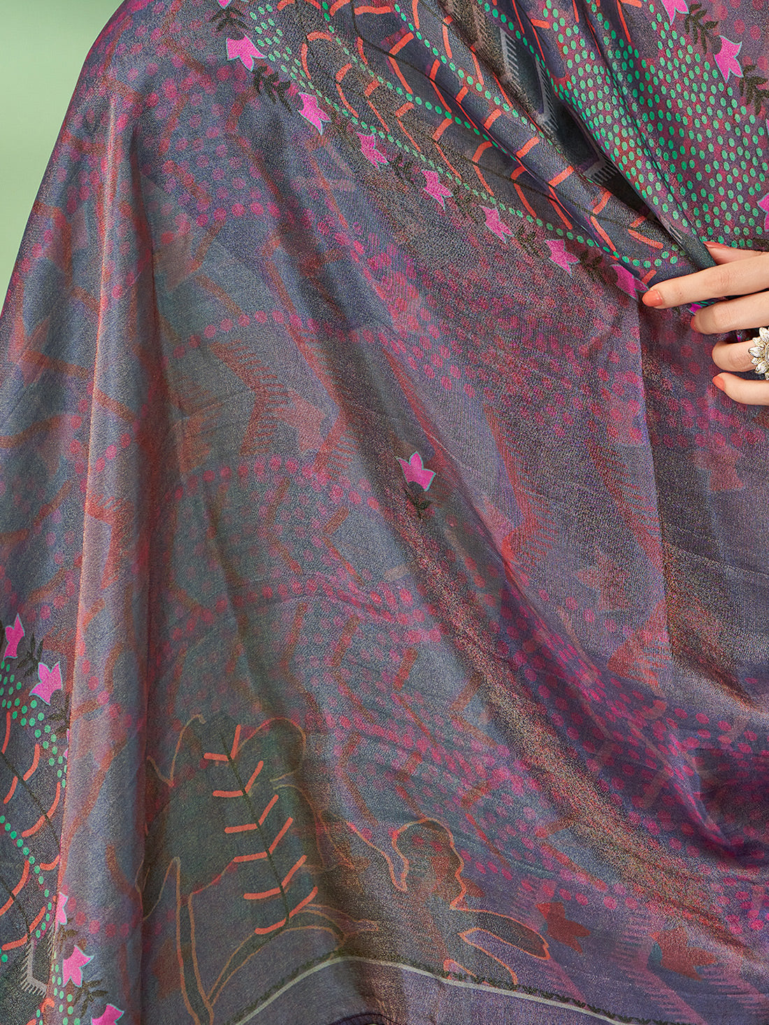 JANASYA VIOLET Simmar Crush Suit Set With Fancy Handwork & Embroidery Patch Work