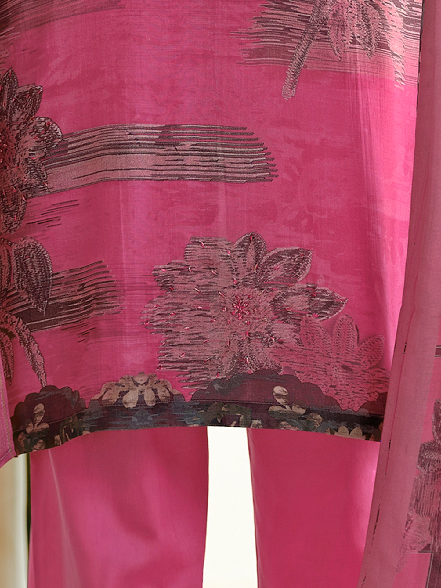 ASMITA PINK Pure Muslin Unstitched Set With Fancy Handwork And Embroidery