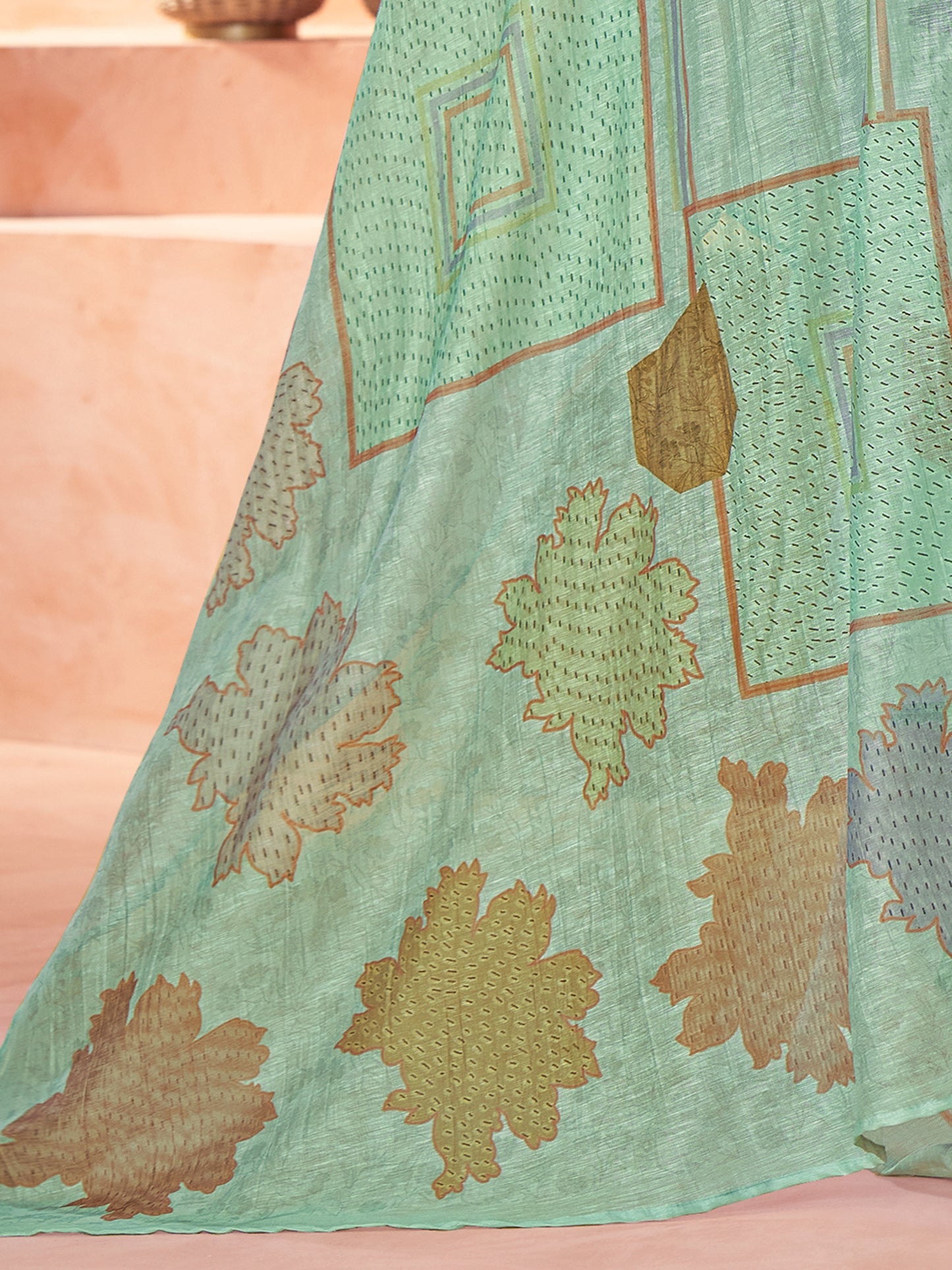 Suvya Light Green Pure Cotton Unstitched Set with Exquisite Handwork