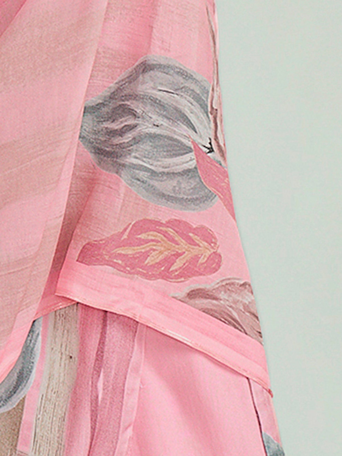Zeenat Pink Blossom Pure Cotton Unstitched Set with Exquisite Handwork