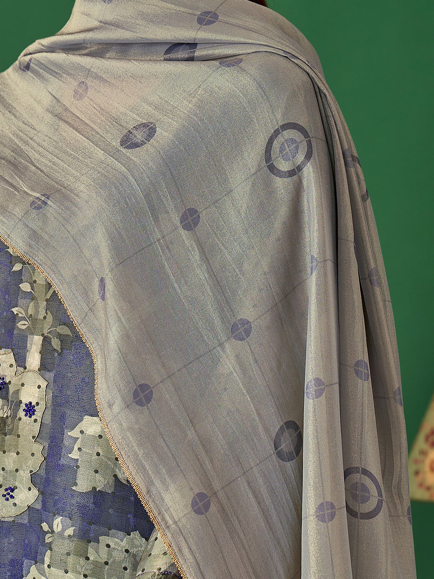 NIYATI Timeless Blue Pure Shimmer Jaquard Suit Set with Exquisite Handwork