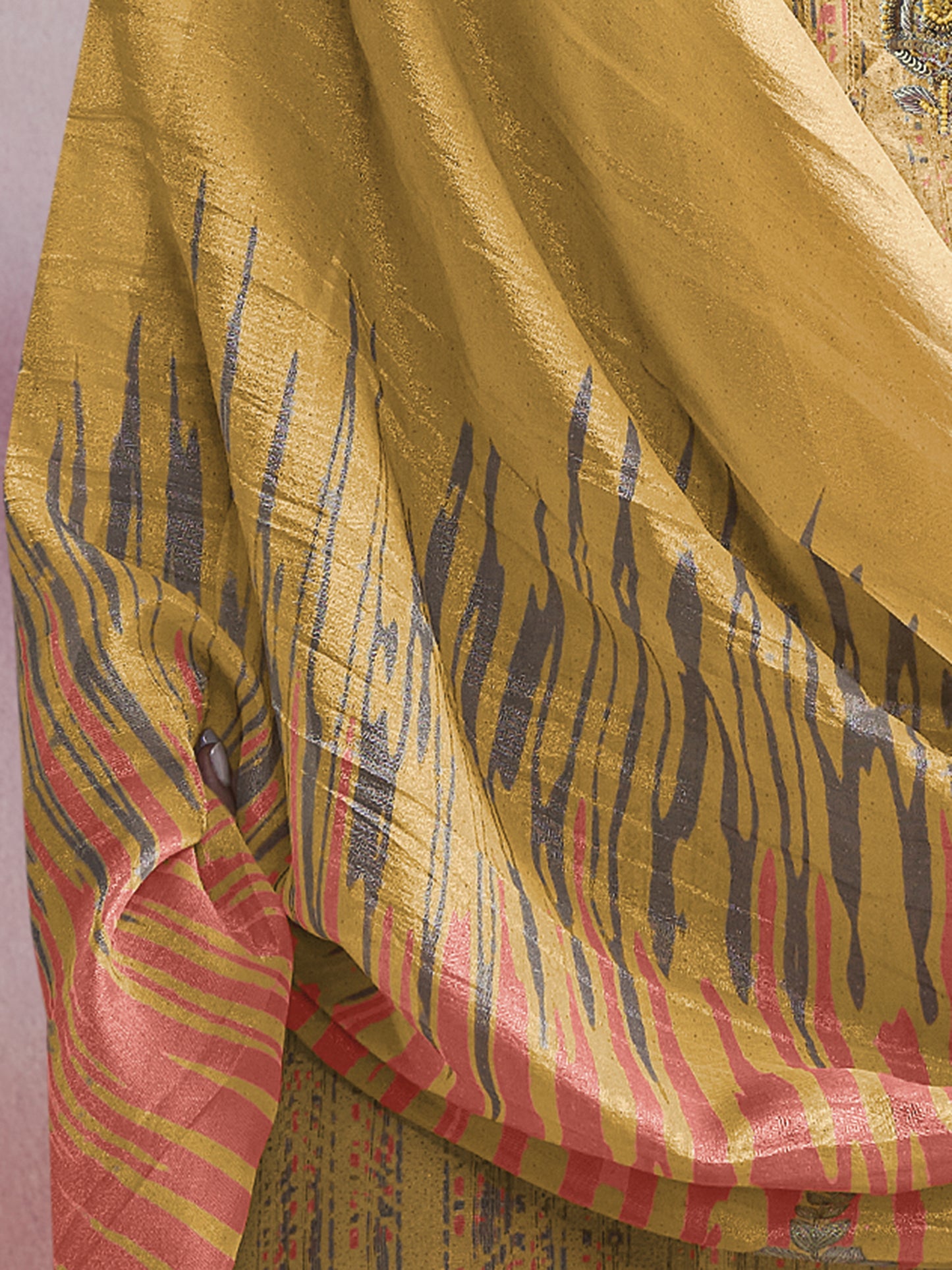 ROOP Radiant Yellow Pure Shimmer Tissue Suit Set with Exquisite Handwork & Elegant Embroidery