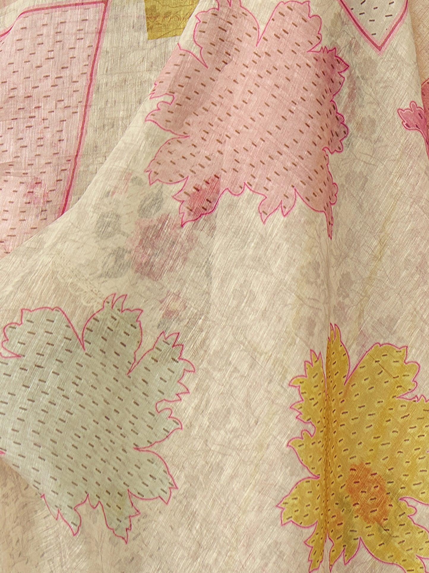 Suvya Cream Pure Cotton Unstitched Set with Exquisite Handwork