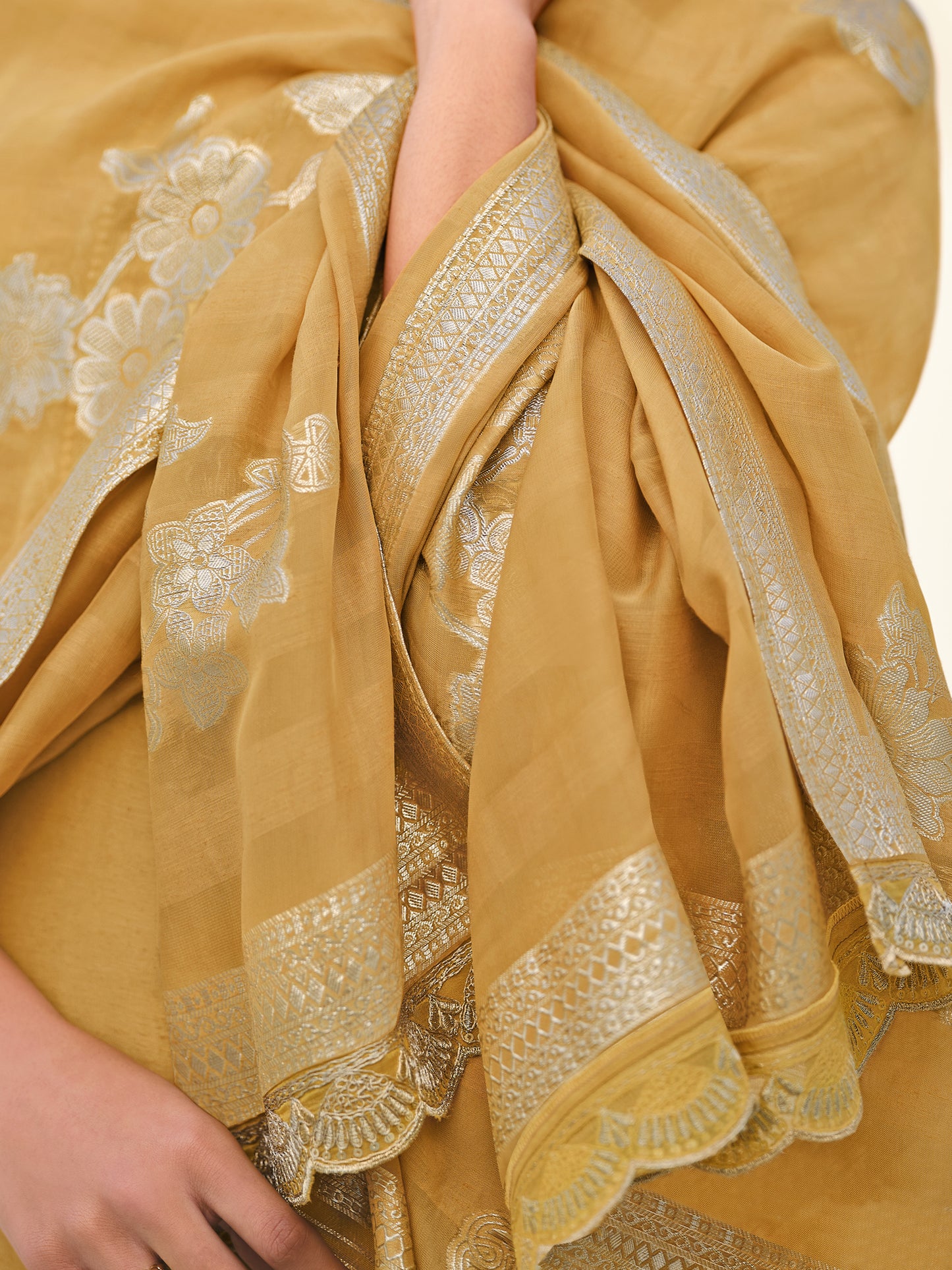 MUGHAL YELLOW Pure Orgenza Linen Suit Set with Stunning Emroidery