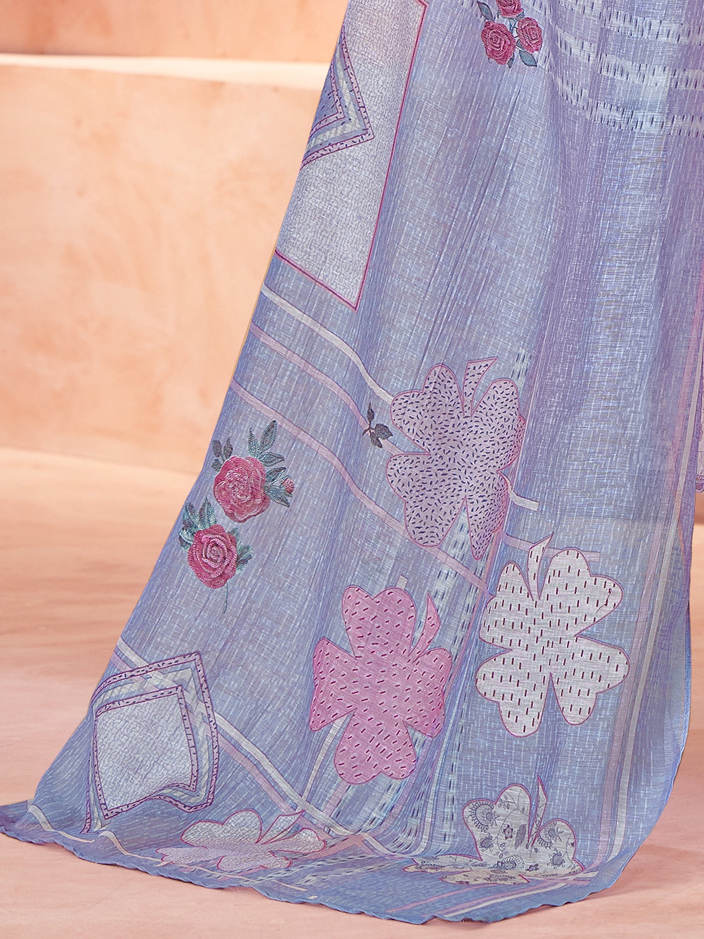 Suvya Blue Pure Cotton Unstitched Set with Exquisite Handwork