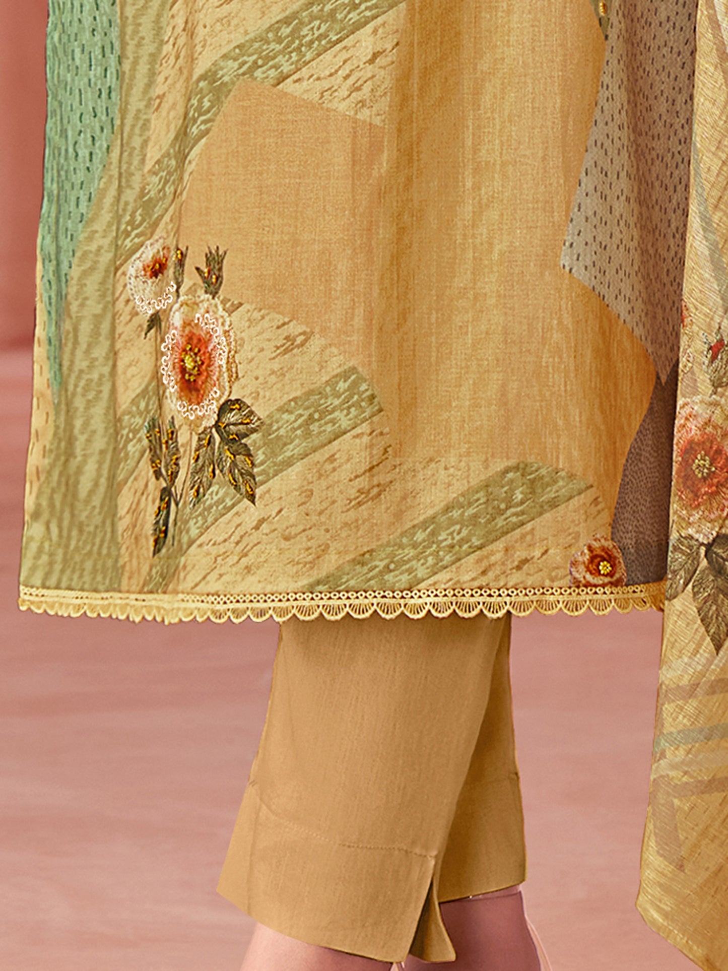 Suvya Yellow Pure Cotton Suit Set with Exquisite Handwork