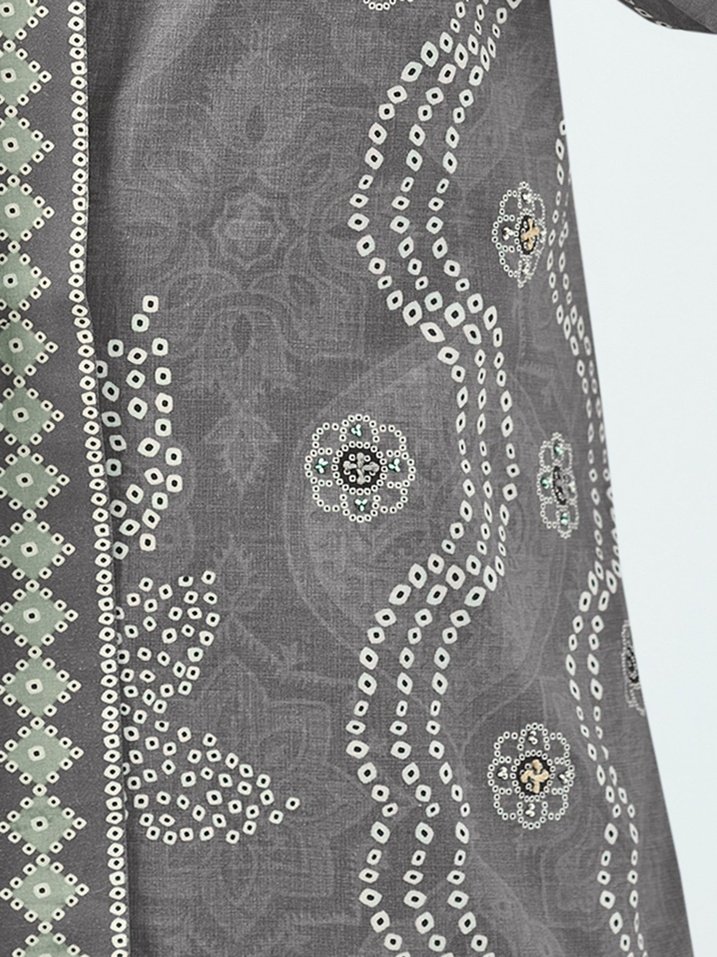 Vrinda Grey Luxe Cotton Suit Set with Exquisite Handwork & Embroidery