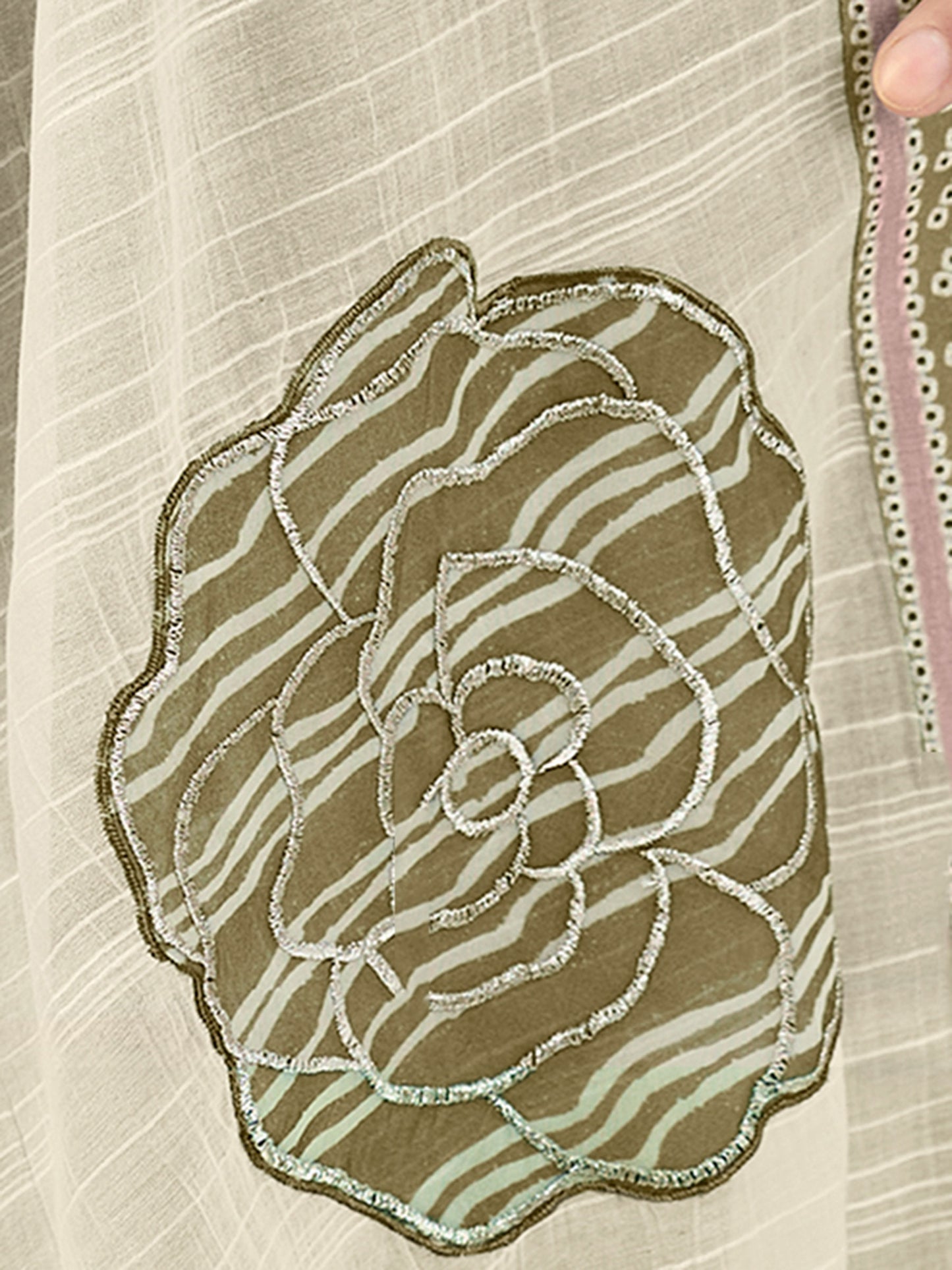 Vrinda Mehandi Elegant Cotton Unstitched Set with Intricate Handwork & Embroidery