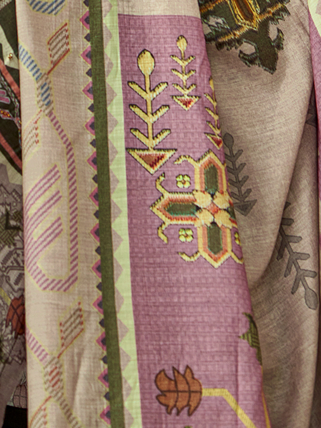ANVESHA Mehendi - Muslin Suit Set With Handwork