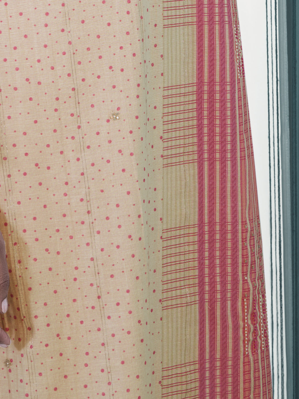 Lakeer Pink Pure Viscose Linen Unstitched Set with Elegant Handwork