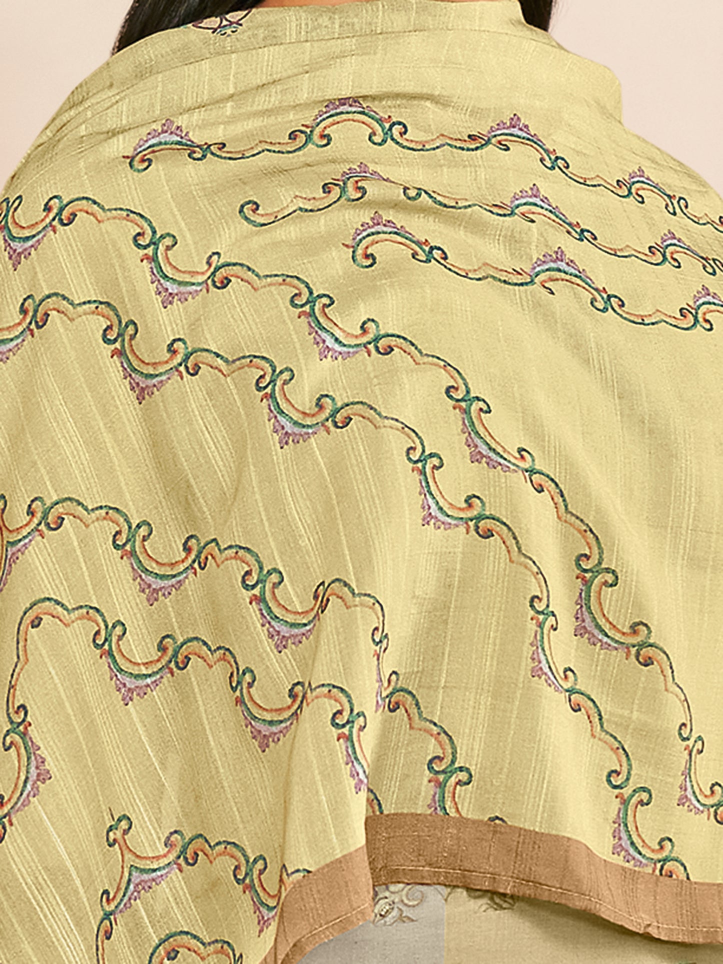 RAHEELA LIGHT YELLOW Pure Cotton Unstitched Set with Intricate Handwork