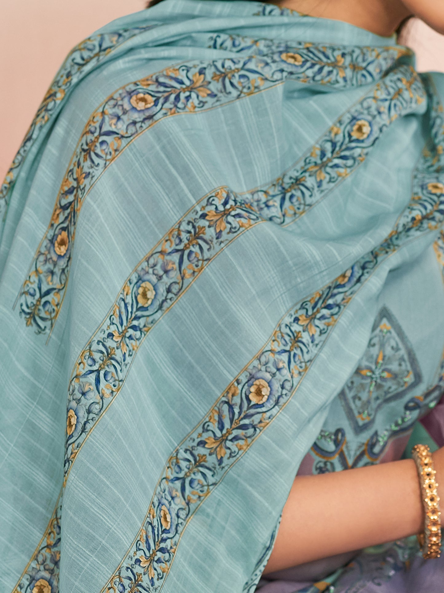 RAHEELA LIGHT PURPLE Pure Cotton Unstitched Set with Intricate Handwork