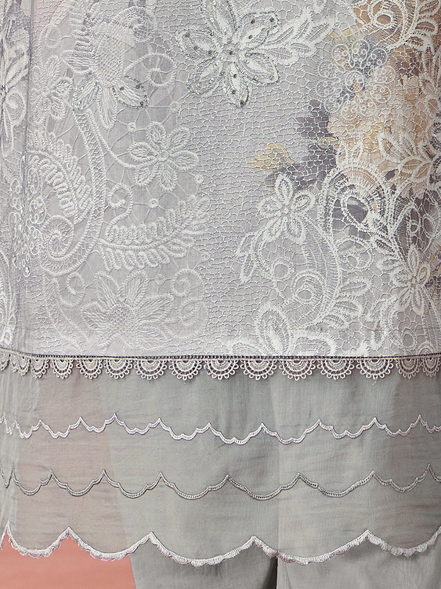 KRITIKA Light Grey Pure Cotton Suit Set with Delicate Handwork