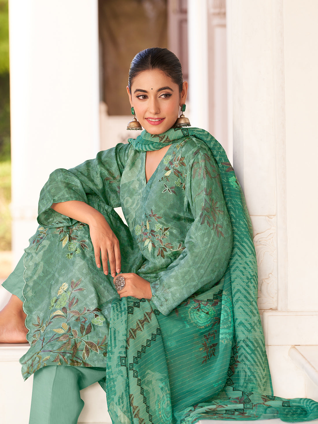 SHAGUN RAMA Simmer Suit Set With Handwork &Embroidery Or Threadle