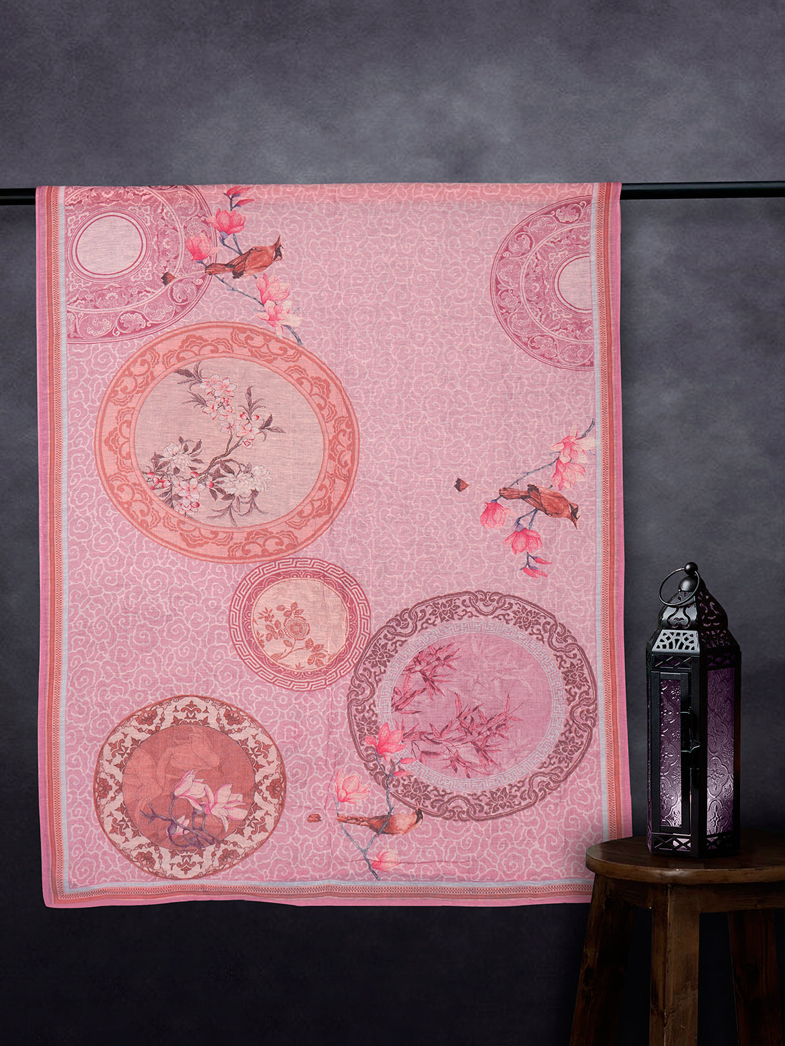 Elegant Linen Fancy Dupatta Light Pink