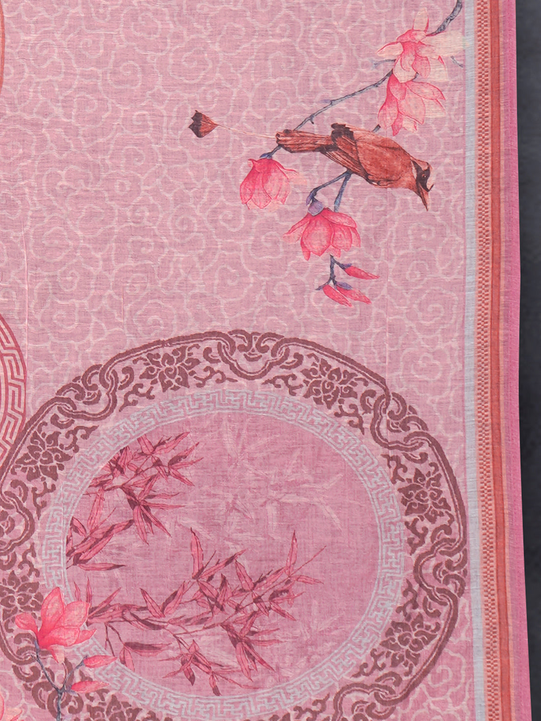 Elegant Linen Fancy Dupatta Light Pink