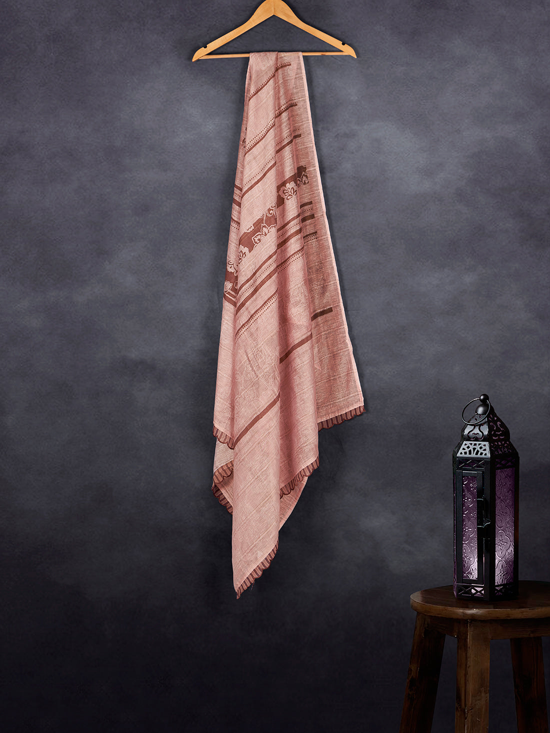 Elegant Linen Fancy Dupatta Peach