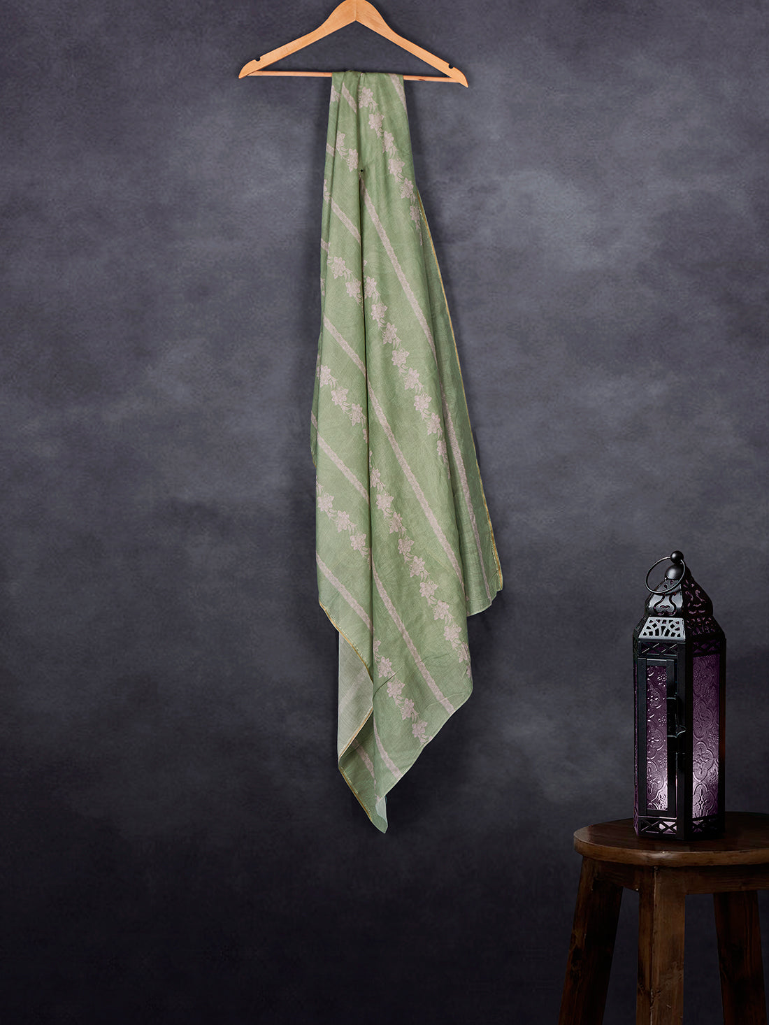 Premium Cotton Muslin Base Dupatta Dusty Green