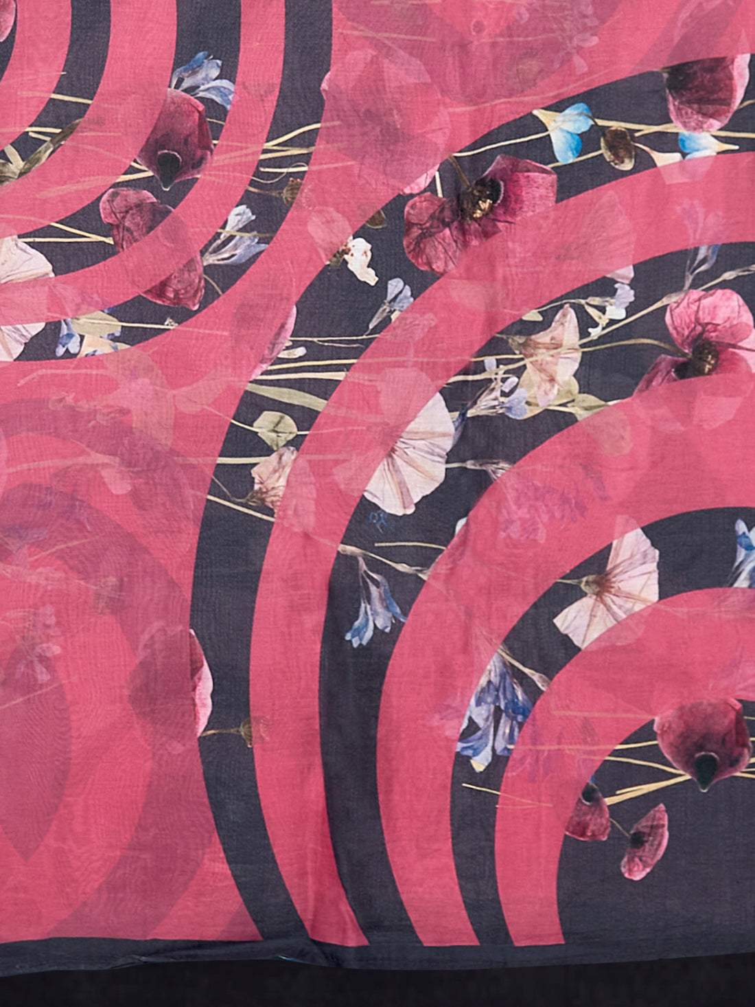 Premium Cotton Muslin Base Dupatta Black Pink