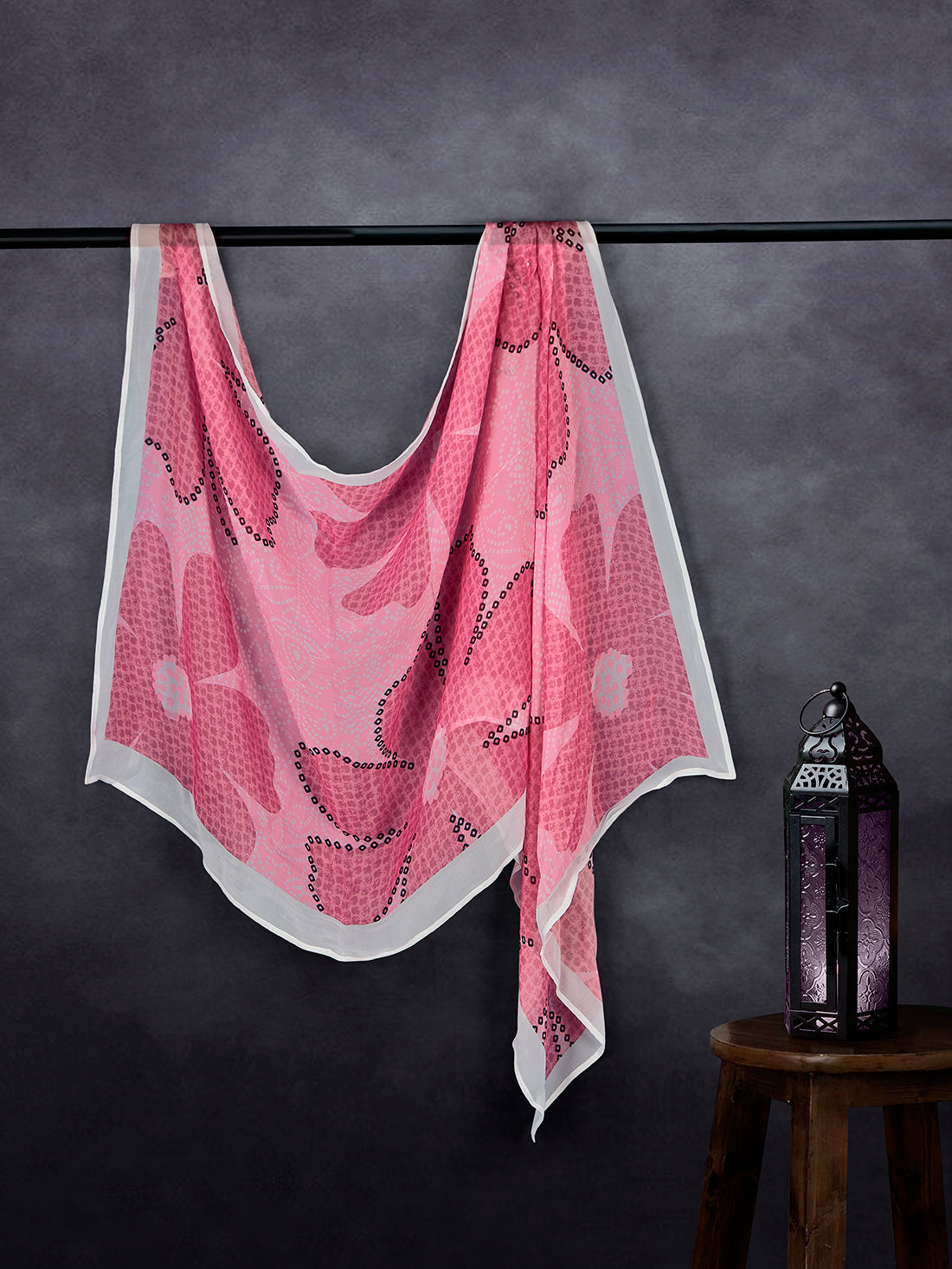 Luxe Organza Base Dupatta White Pink