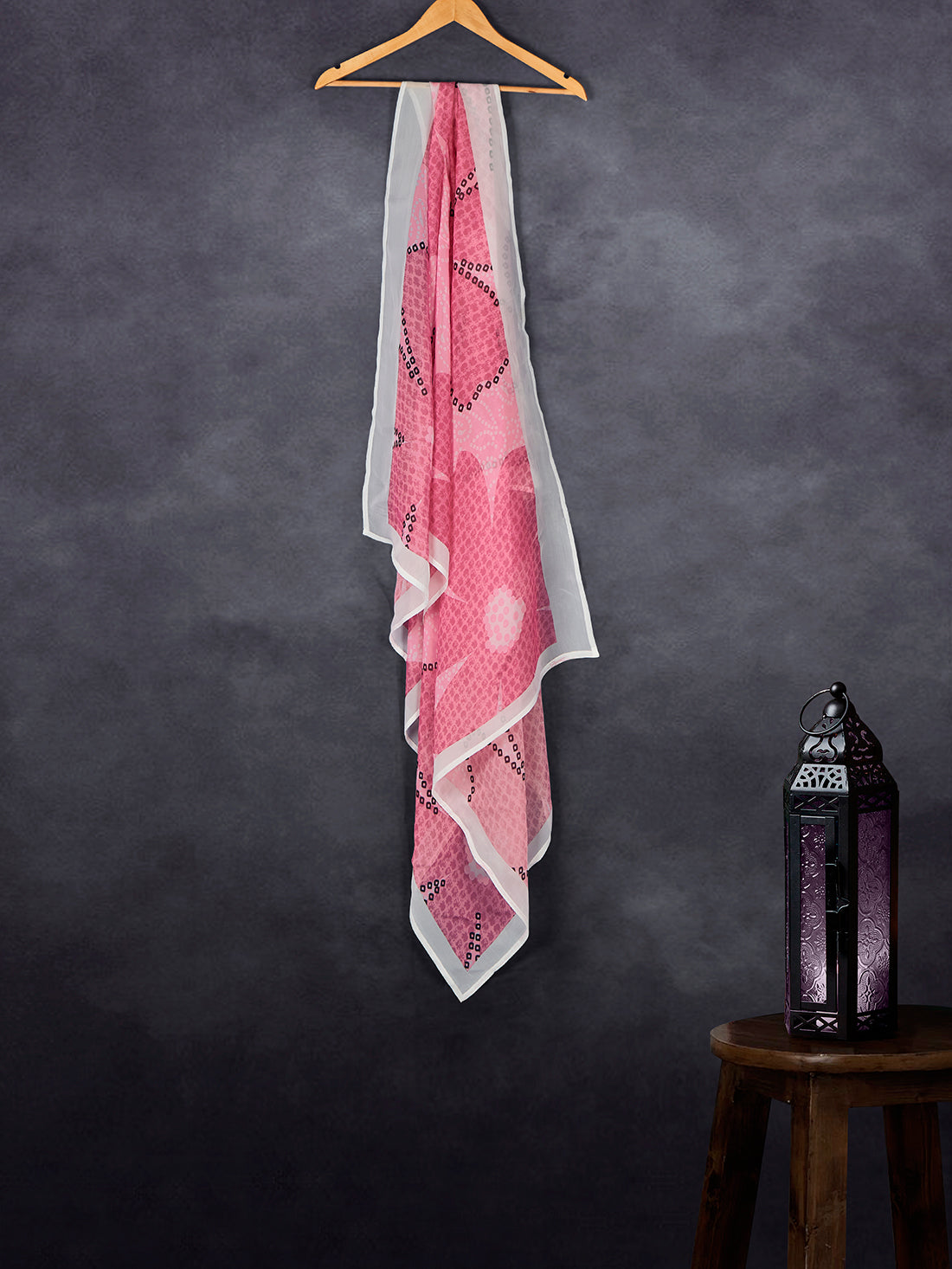 Luxe Organza Base Dupatta White Pink
