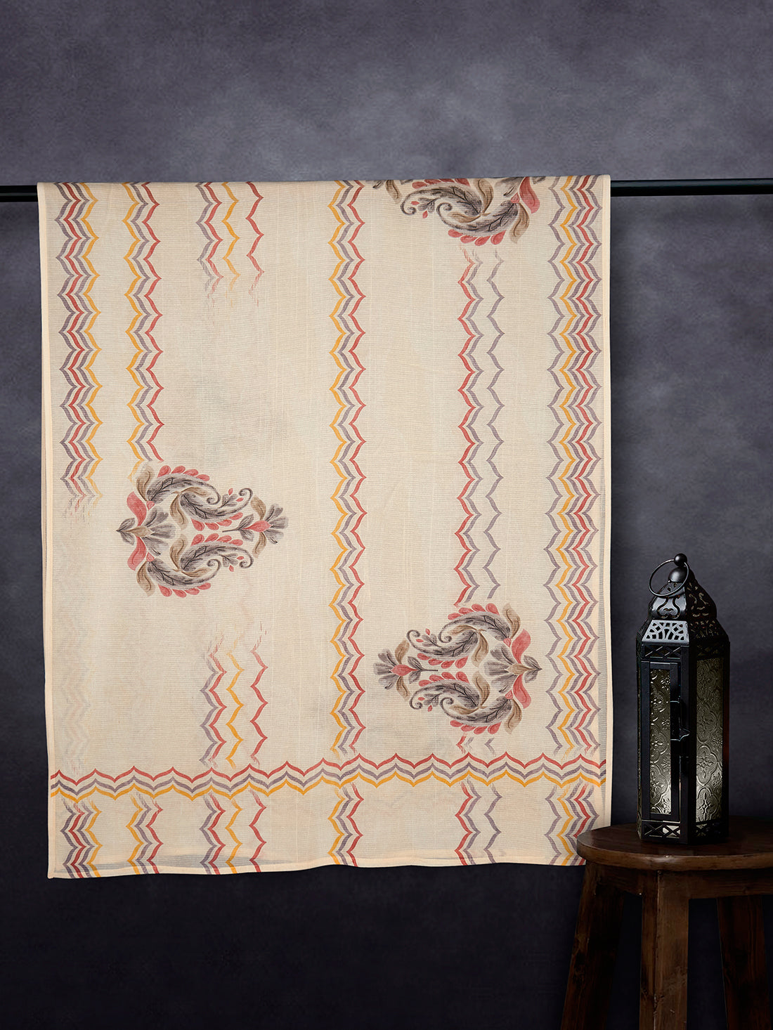 Stylish Cotton Print Fancy Dupatta Peach