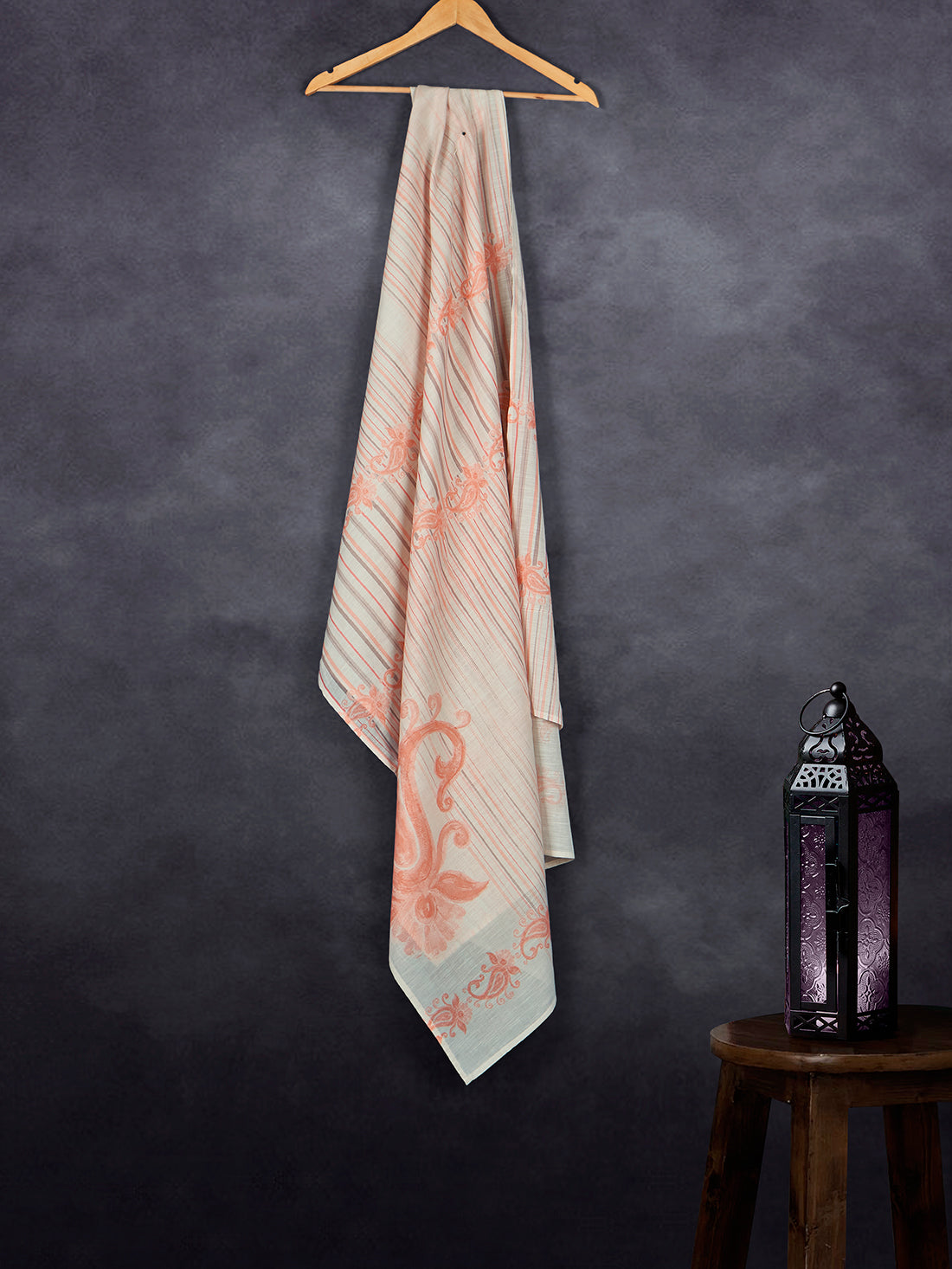 Elegant Linen Fancy Dupatta White