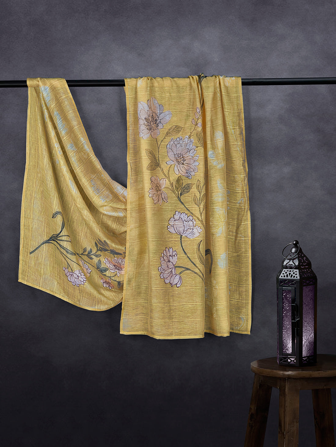 Elegant Linen Fancy Dupatta Yellow