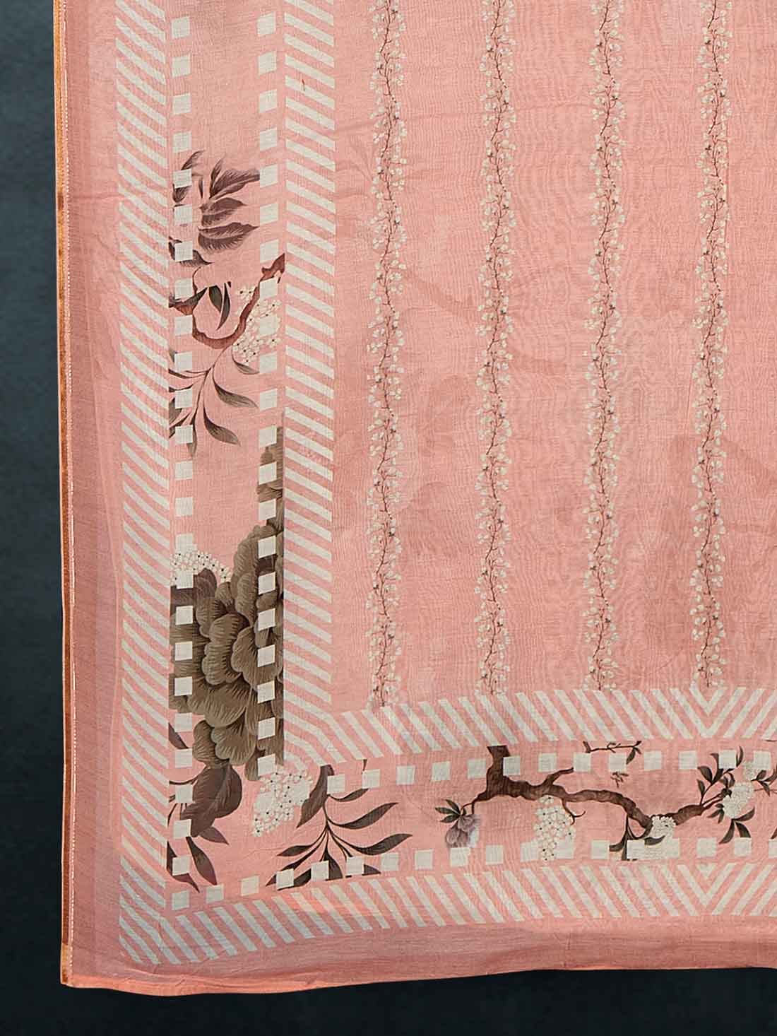 Premium Cotton Muslin Base Dupatta Chiku