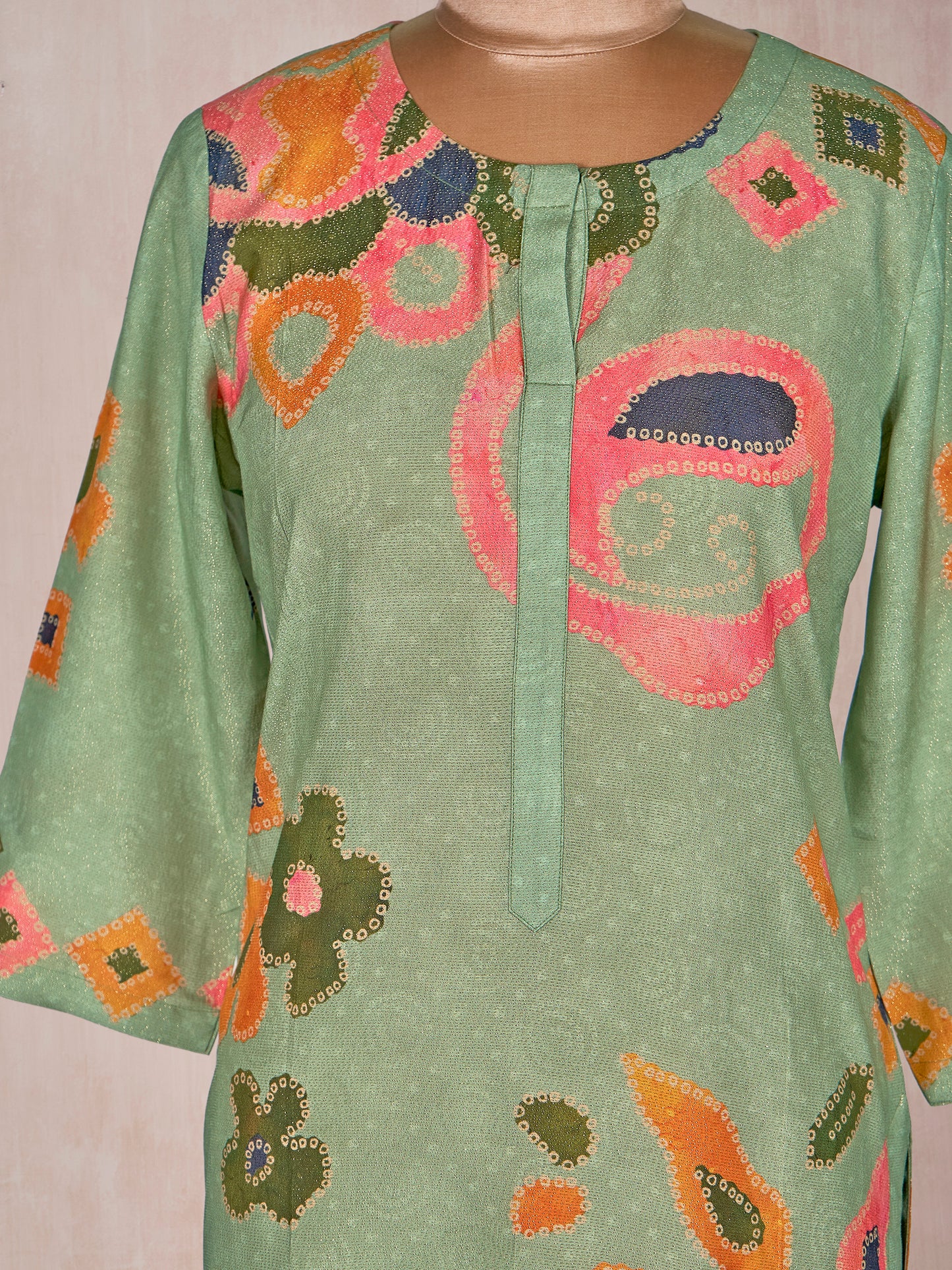 Graceful Charm: Elegant Light Green Pure Base Fancy Kurti