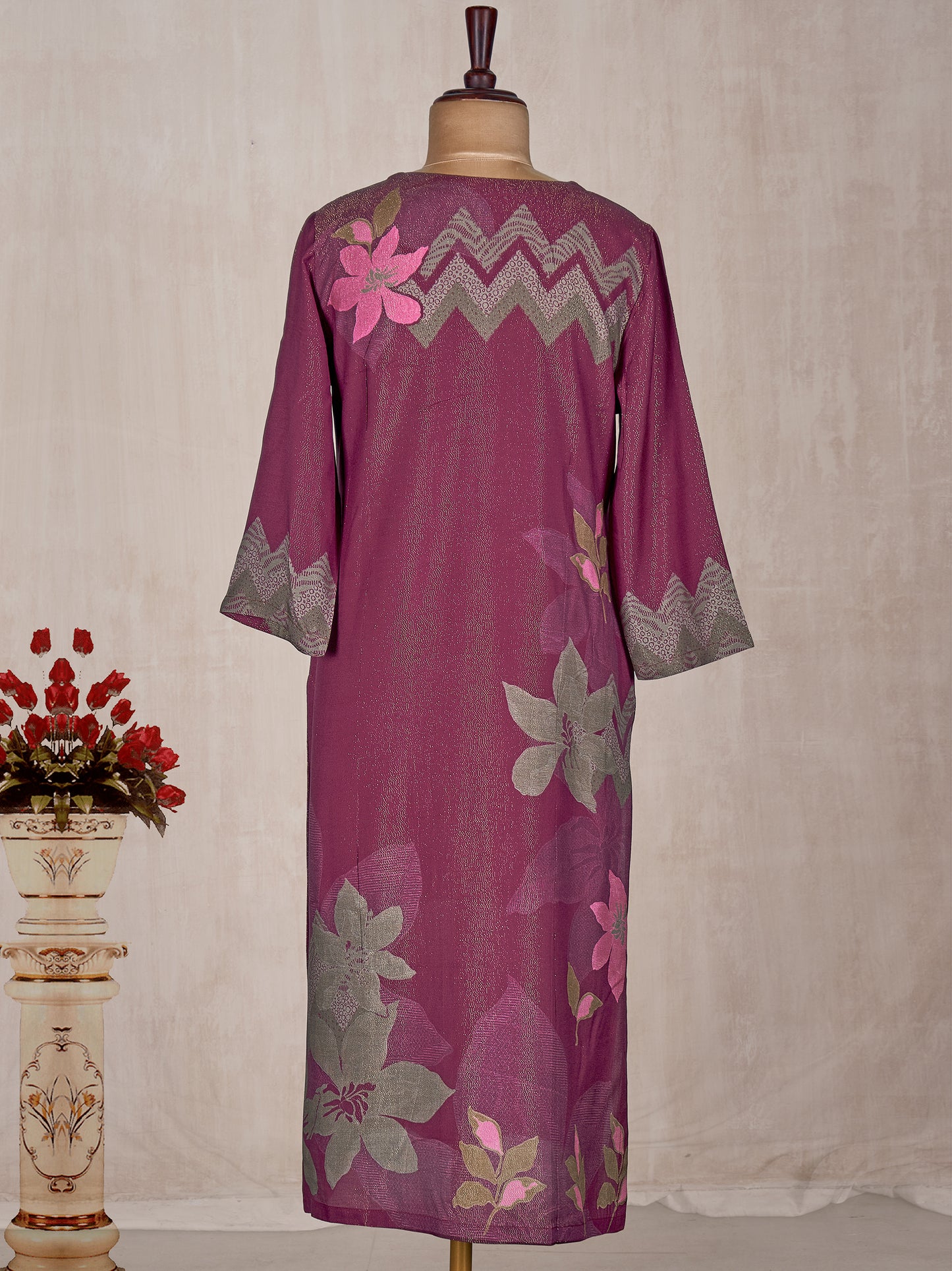 Elegant Wine Pure Base Kurti with Soft Flowing Fabric and Exquisite Finish