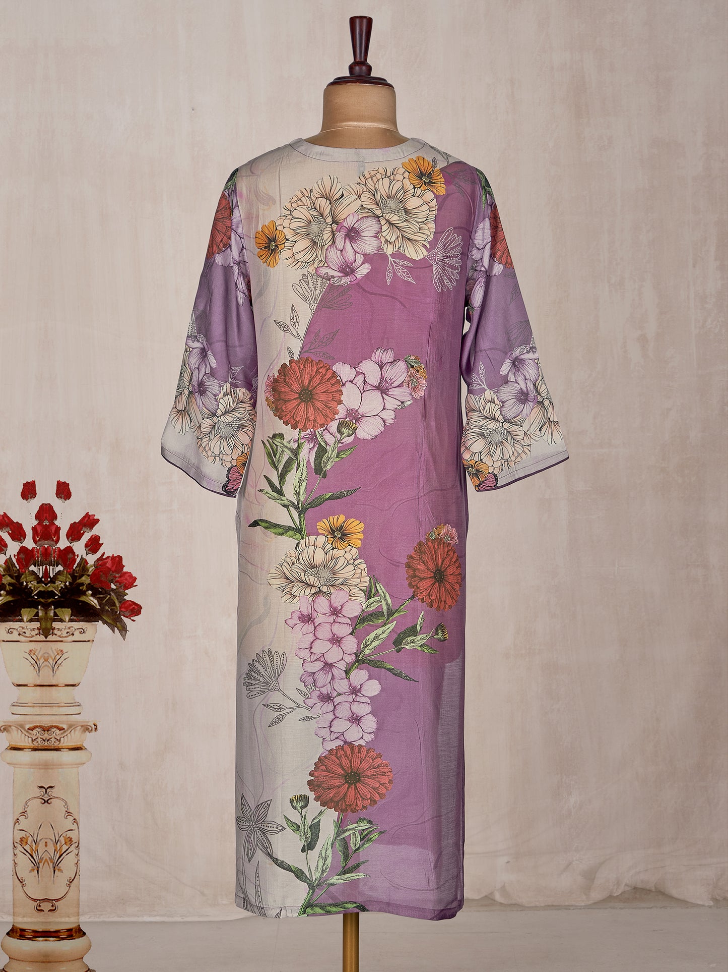 Sophisticated Wine Pure Base Kurti with Flawless Stitching and Graceful Design