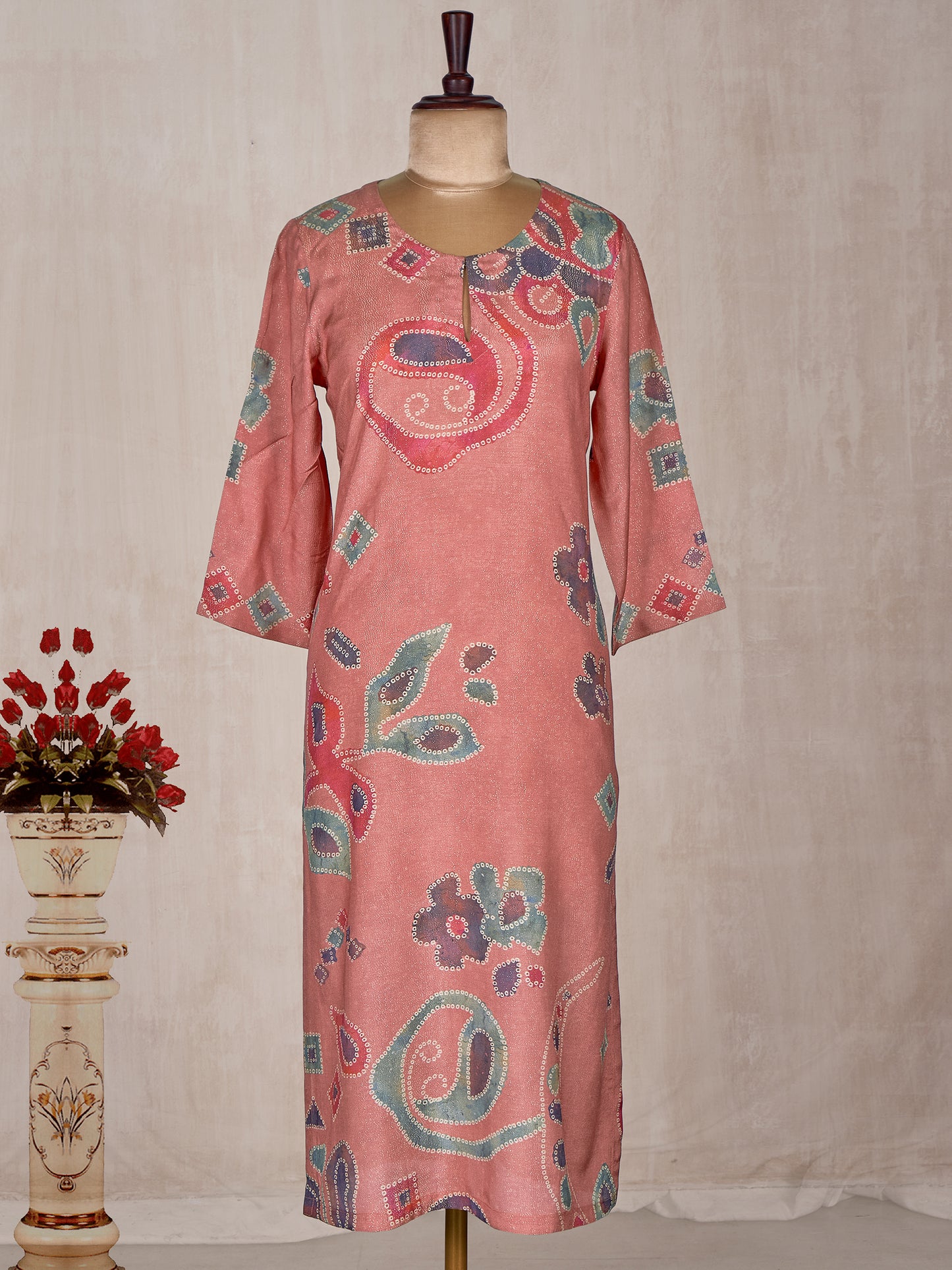 Opulent Rust Pure Base Fancy Kurti with Warm Hues and Elegant Detailing