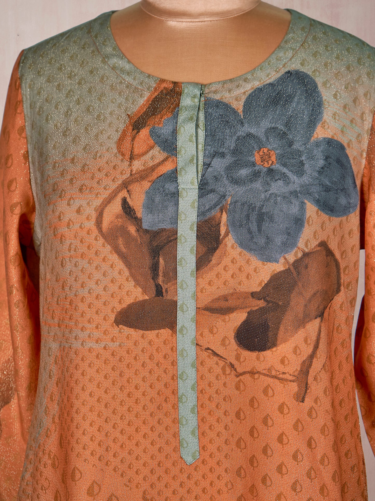 Exquisite Orange Pure Base Kurti with Luxurious Draping and Timeless Appeal