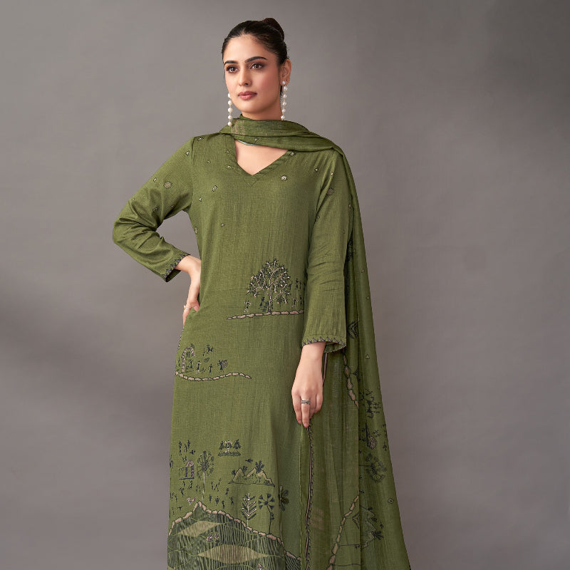 Habiba Grace Pure Italian Satin Kurta Unstitched Set With Dupatta