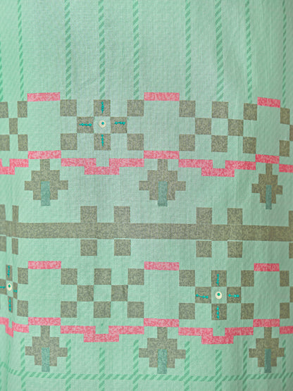 MAGIC STRIPE LIGHT TEAL Pure Cotton Unstitched Set with Exquisite Handwork & Elegant Embroidery
