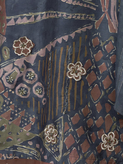 Enchanting Gulnaz  Dusty Blue Pure Cotton Suit Set with Exquisite Handwork
