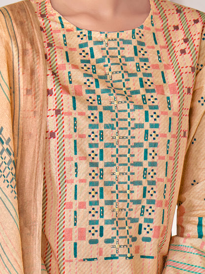 MAGIC STRIPE BEIGE Pure Cotton Suit Set with Exquisite Handwork & Elegant Embroidery