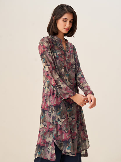 Elegant Digital Print Tunic Top