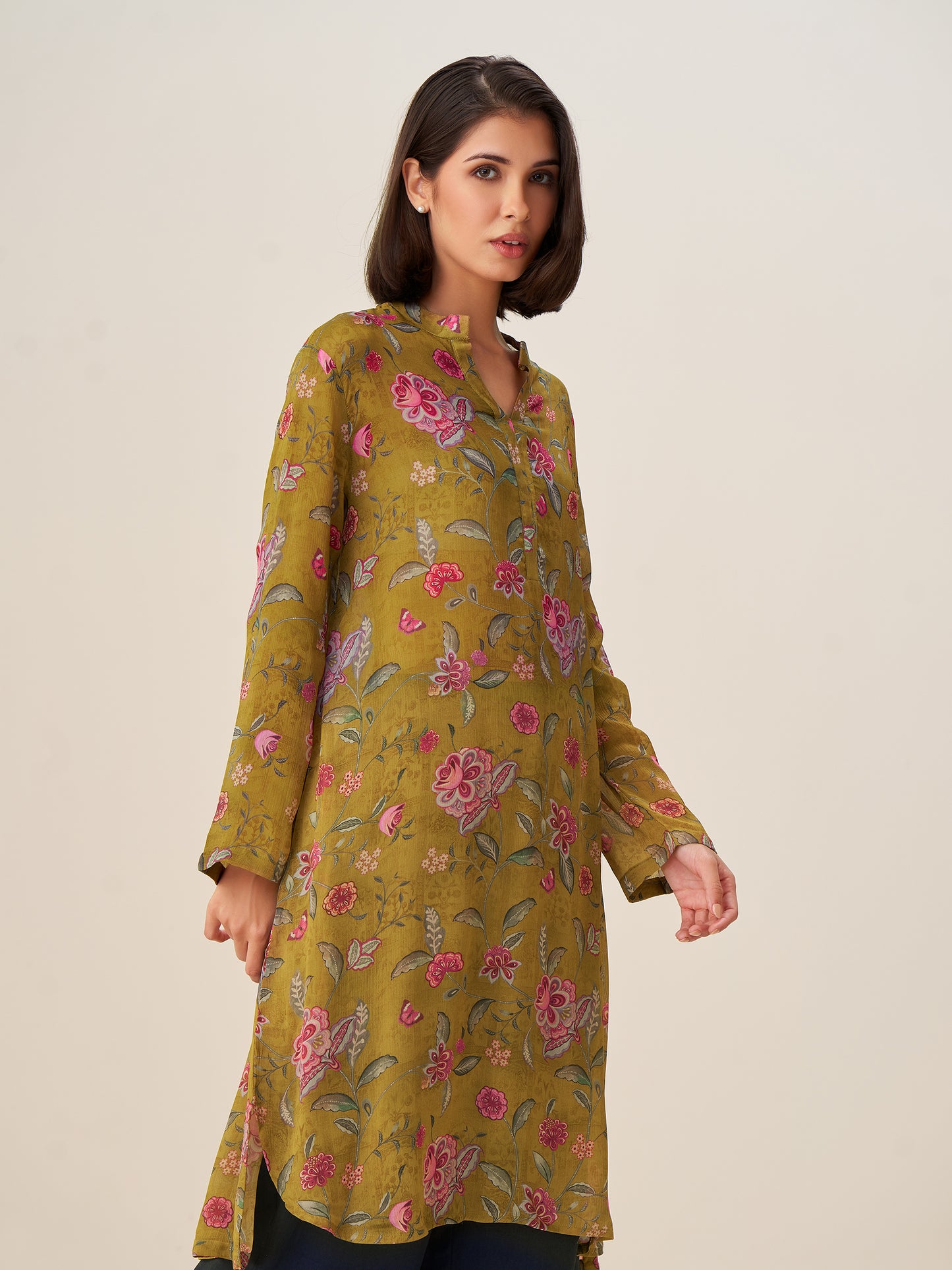 Elegant Digital Print Tunic Top