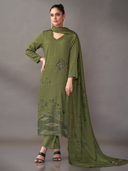 Habiba Charm Pure Italian Satin Kurta Unstitched Set With Dupatta