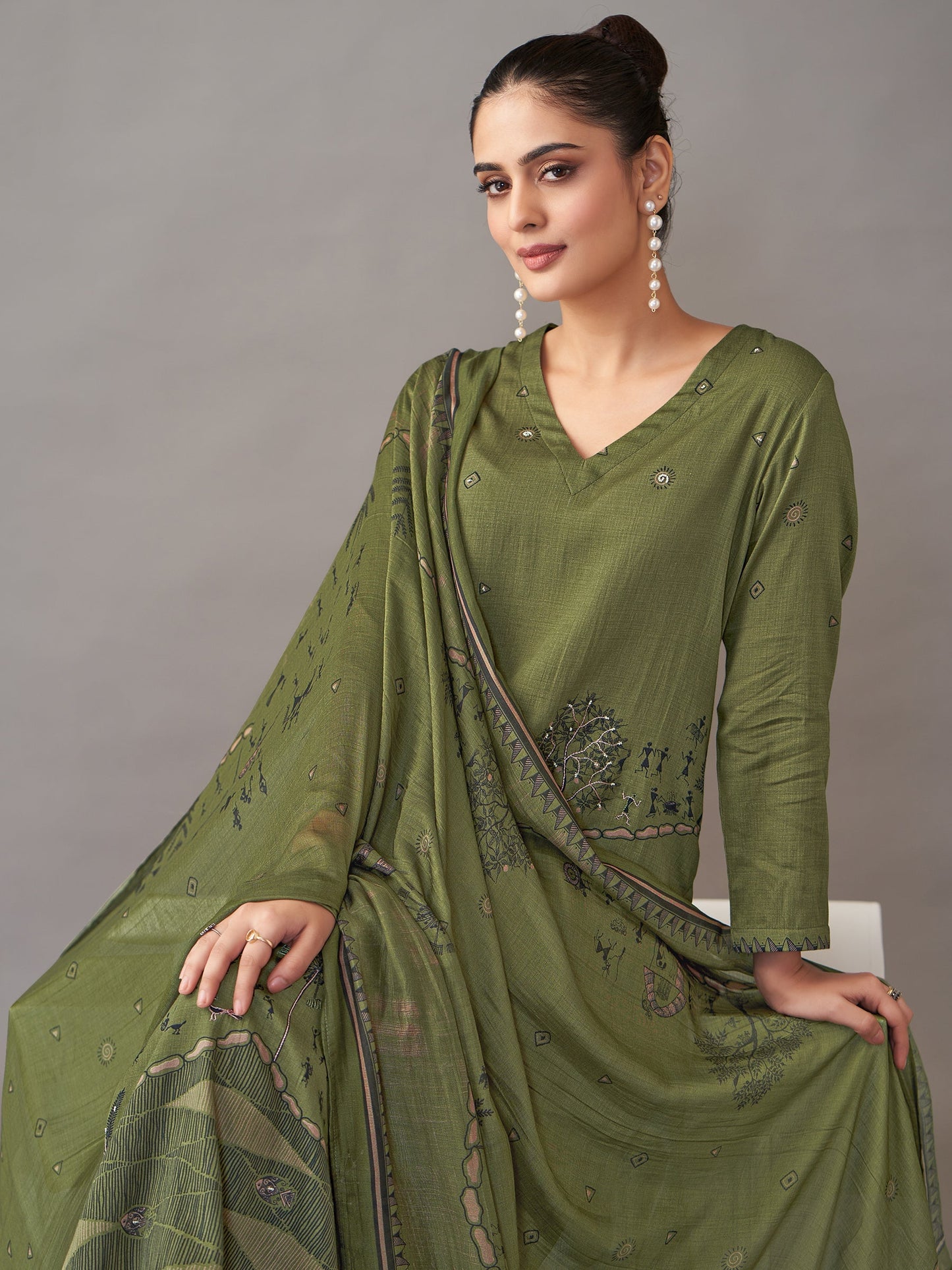 Habiba Grace Pure Italian Satin Kurta Unstitched Set With Dupatta