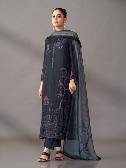 Habiba Radiance Pure Italian Satin Kurta Unstitched Set With Dupatta