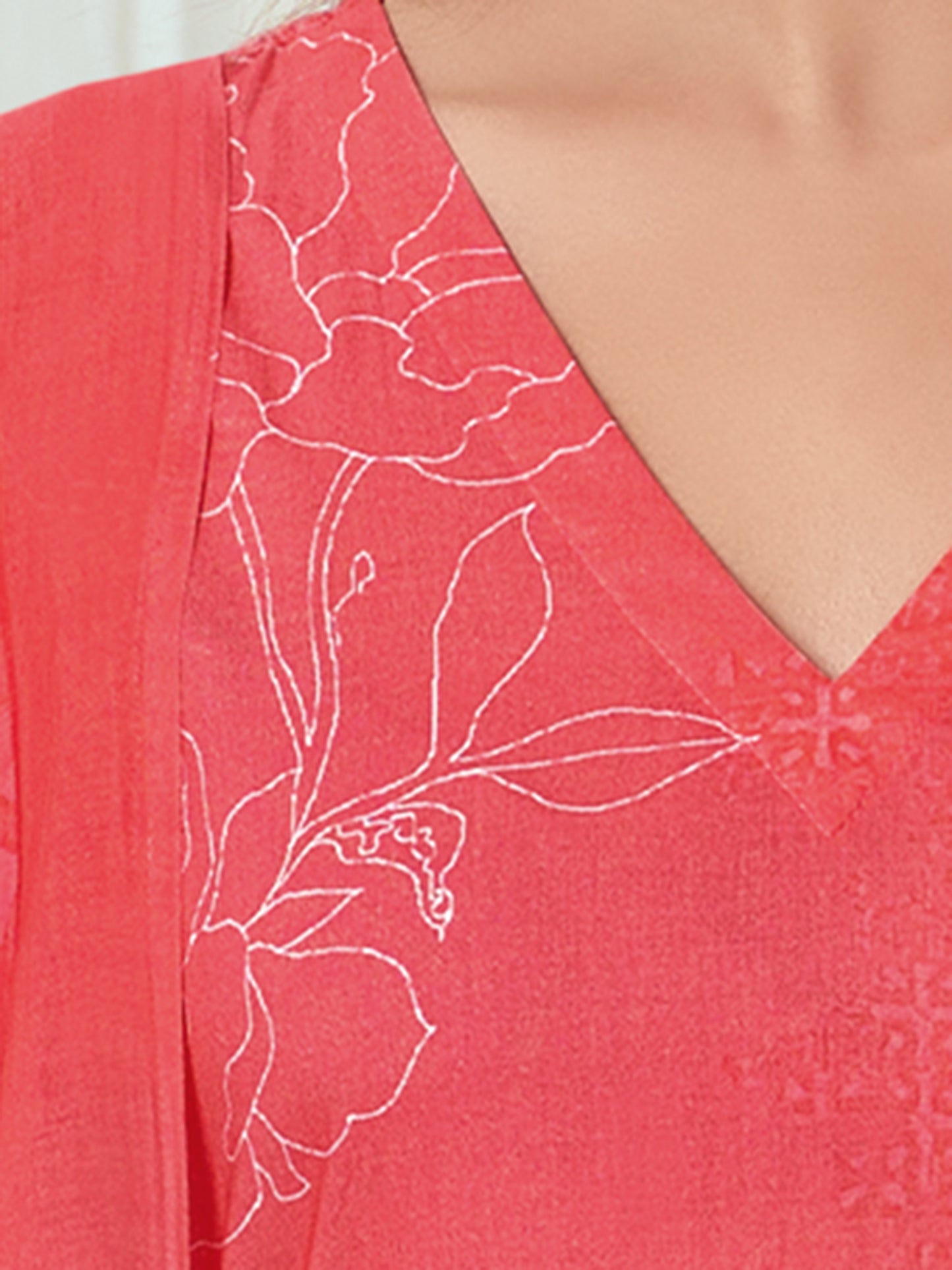 ZAREEN RED Pure Cotton Unstitched Set with Handwork Elegance